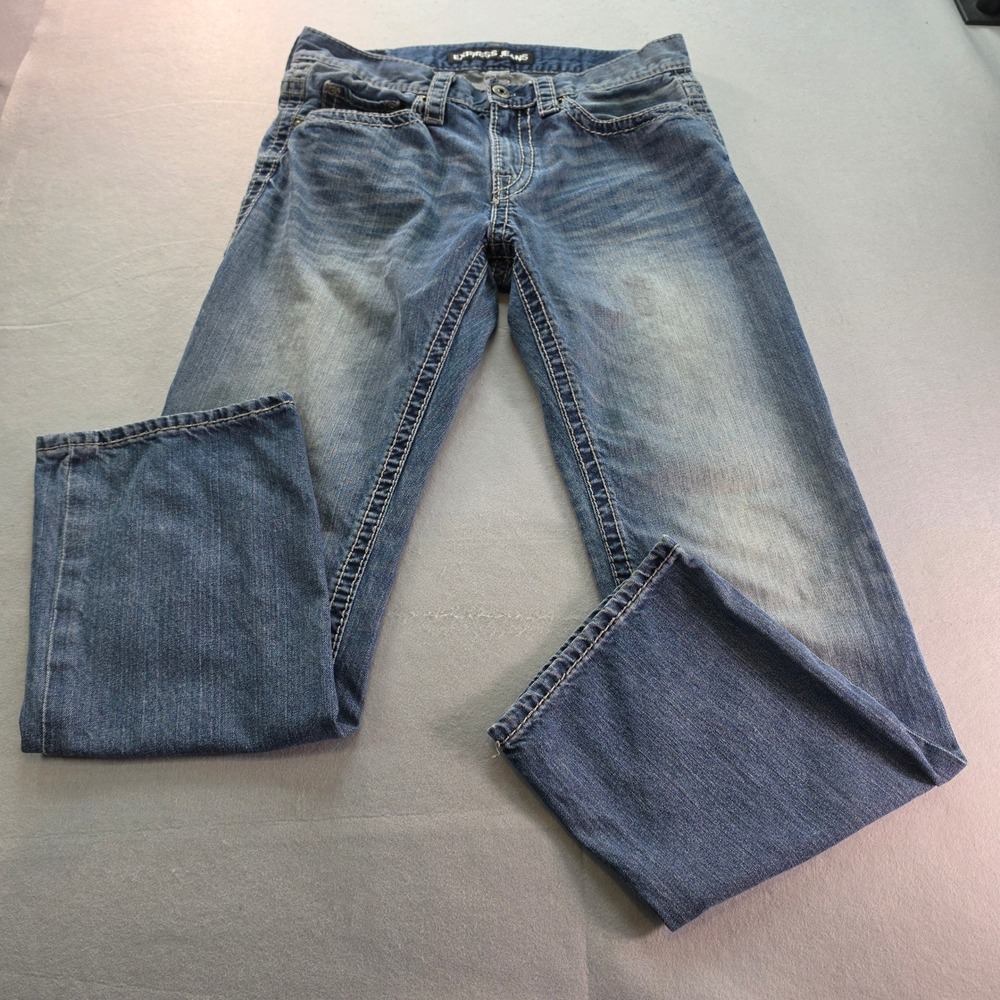 Express Blake Loose Fit Boot Cut Jeans Mens 32x32 Medium Wash Blue Y2K